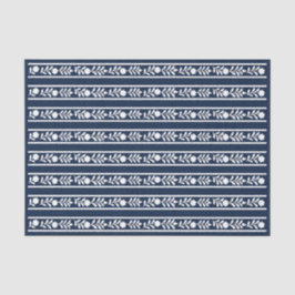 Navy Blue Bone Inlay Floral Border Decoupage Paper Seidenpapier