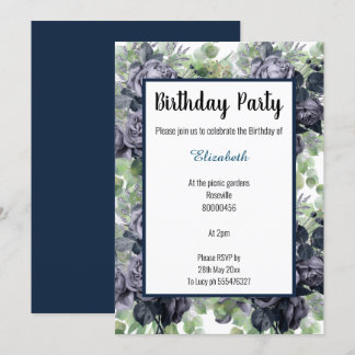 NAVY BLUE BOTANICAL FLORAL EUCALYPTUS EINLADUNG