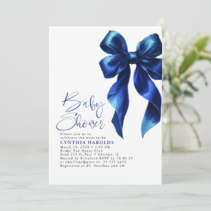 Navy Blue Bow Moderne Niedlich Baby Boy Babydusche Einladung