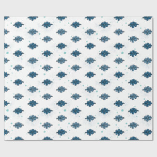 Navy Blue Bow Pattern Glossy Wrapping Paper Geschenkpapier