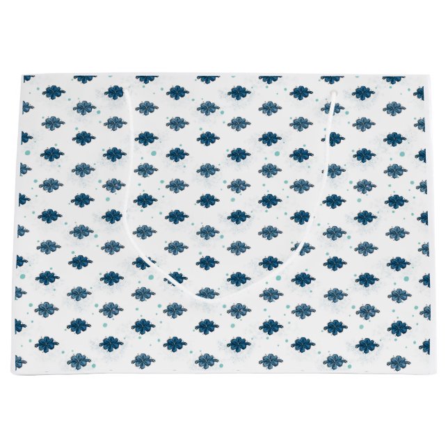 Navy Blue Bow Pattern Large Glossy Gift Bag Große Geschenktüte (Vorderseite)