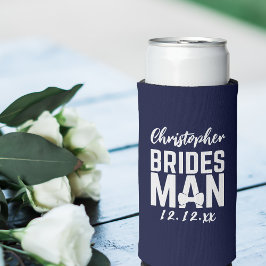 Navy Blue Bridesman Wedding Can Cooler Selters Dosenkühler