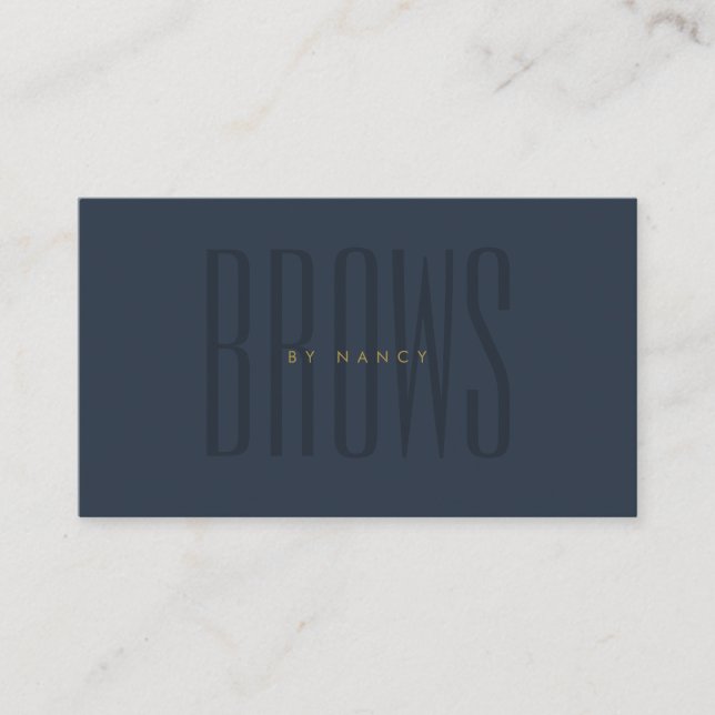 Navy Blue Brows Simple Minimalistisch Typografy Visitenkarte (Vorderseite)