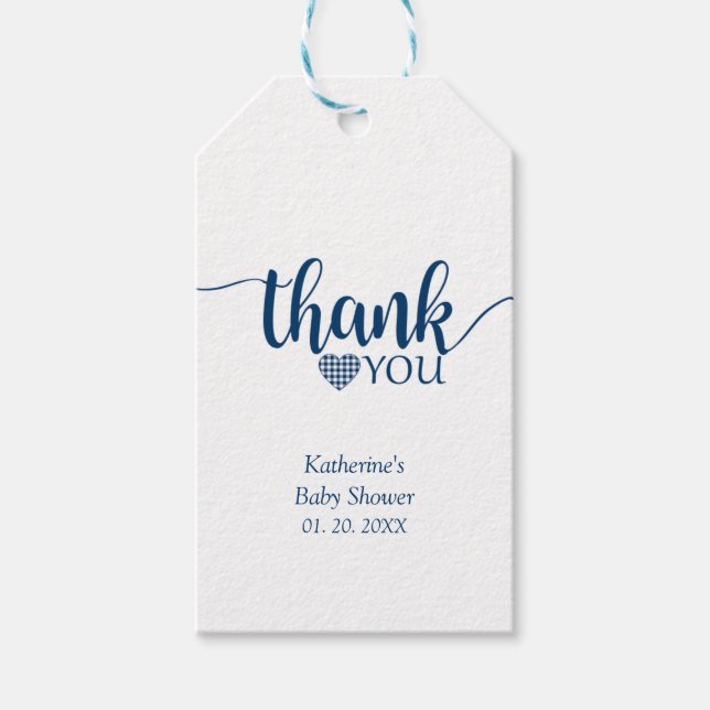 Navy Blue Buffalo Kariert Danke Geschenkanhänger (Vorderseite)