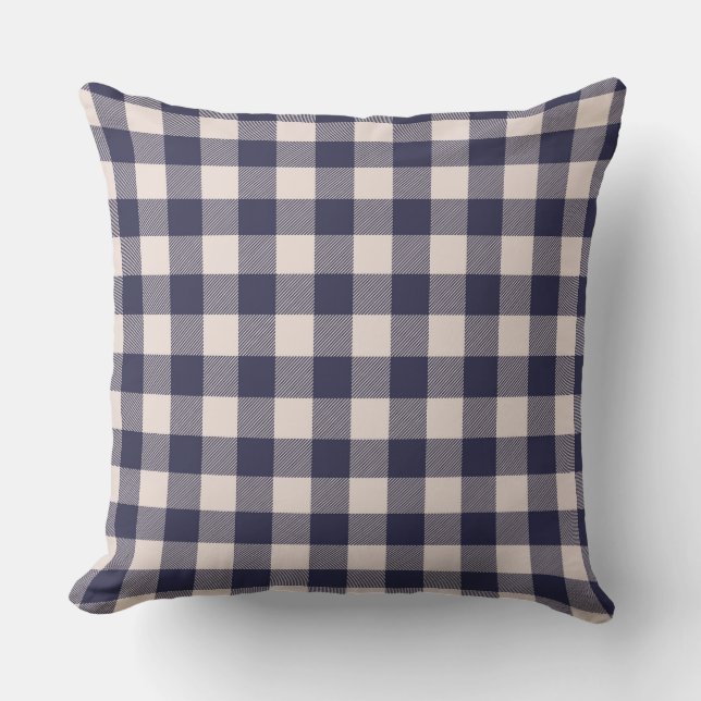Navy Blue Buffalo Kariert | Städtischer Bauernhof Kissen (Vorderseite)