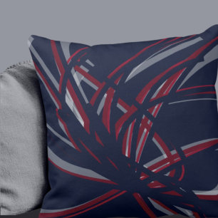 Navy Blue & Burgund Abstrakte Ribbbons Kissen