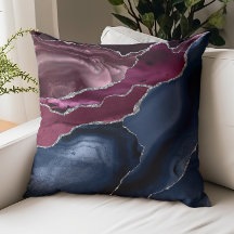 Navy Blue Burgundy Agate Silver Glitzer