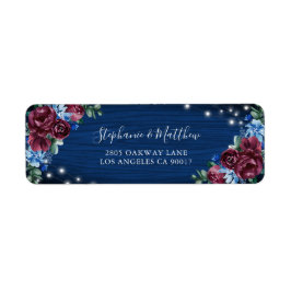 Navy Blue Burgundy Floral Lights Wedding