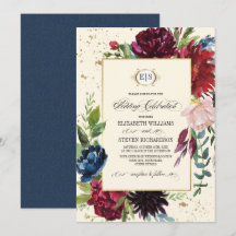 Navy Blue | Burgundy Floral Watercolor Wedding