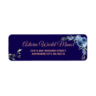 Navy Blue Burgundy Gold Blush Wedding address labe
