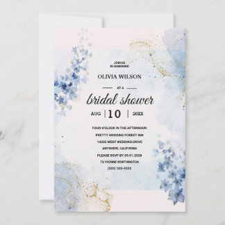 Navy Blue Burgundy Gold Pink Bridal Shower Einladung