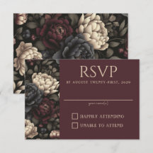 Navy Blue & Burgundy Moody Floral
