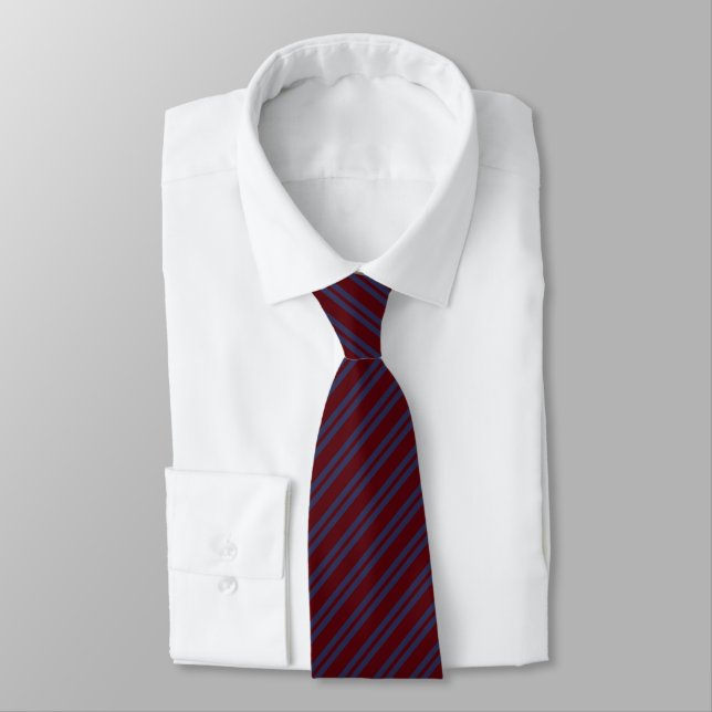  Navy blue& burgundy stripes groomsmen wedding  Krawatte (Gebunden)