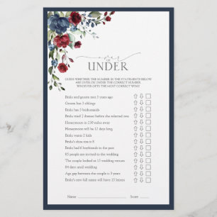 Navy Blue Burgundy Watercolor Brautparty Game