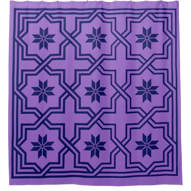 Navy Blue Byzantine Duschvorhang (Vorderseite)
