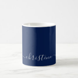Navy Blue C41 White Minimalistisch Modern Name Cus Kaffeetasse