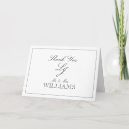 Navy Blue Calligraphy Monogram Foto Vielen Dank Karte