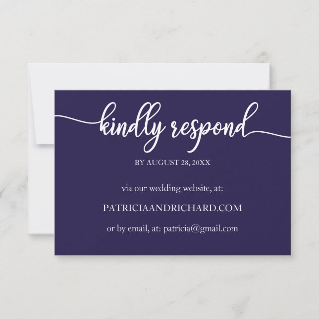 Navy Blue Calligraphy Online Wedding RSVP Card (Vorderseite)