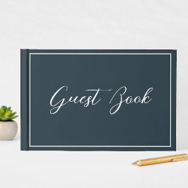 Navy Blue Calligraphy Script Clean Smple Gästebuch