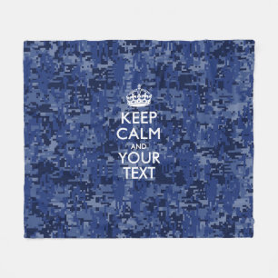 Navy Blue Camouflage Behalte Ruhe und Ihren Text Fleecedecke
