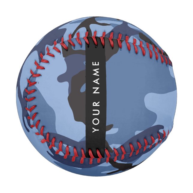 Navy Blue Camouflage Ihr Name Personalize Baseball (Vorderseite Links)