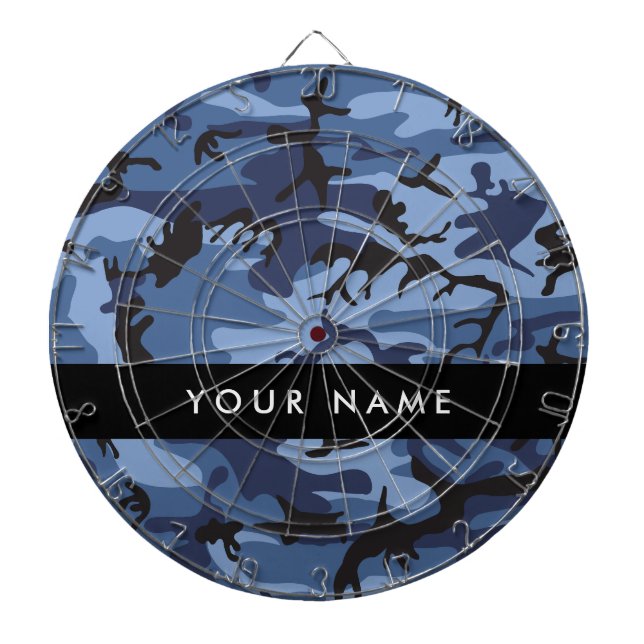 Navy Blue Camouflage Ihr Name Personalize Dartscheibe (vorne)