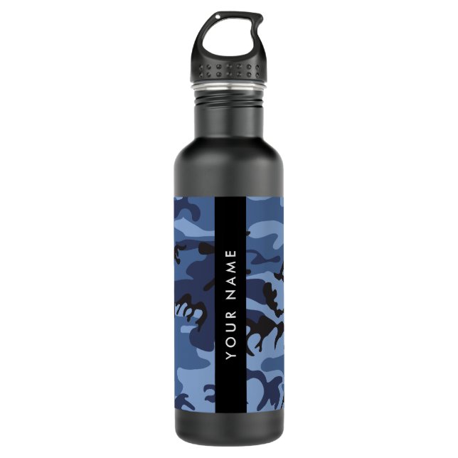 Navy Blue Camouflage Ihr Name Personalize Edelstahlflasche (Vorderseite)