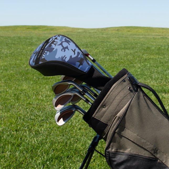 Navy Blue Camouflage Ihr Name Personalize Golf Headcover (In SItu)