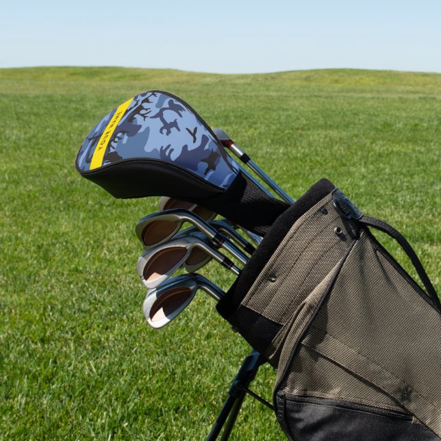 Navy Blue Camouflage Ihr Name Personalize Golf Headcover (In SItu)