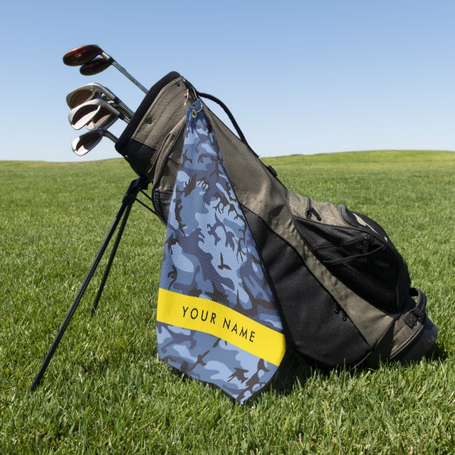 Navy Blue Camouflage Ihr Name Personalize Golfhandtuch (Gras)