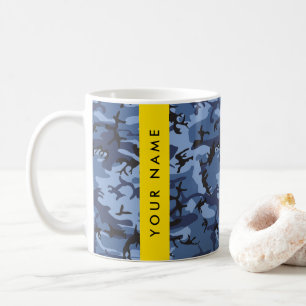Navy Blue Camouflage Ihr Name Personalize Kaffeetasse