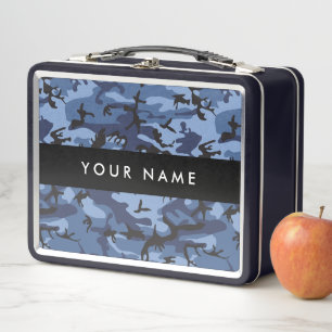 Navy Blue Camouflage Ihr Name Personalize Metall Brotdose