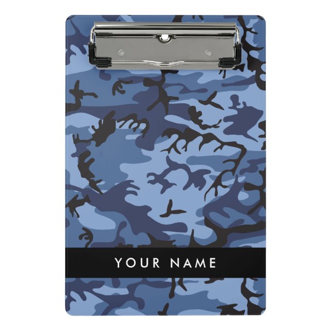 Navy Blue Camouflage Ihr Name Personalize Mini Klemmbrett (Vorderseite)