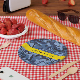 Navy Blue Camouflage Ihr Name Personalize Pappteller