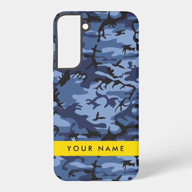 Navy Blue Camouflage Ihr Name Personalize Samsung Galaxy Hülle (Rückseite)