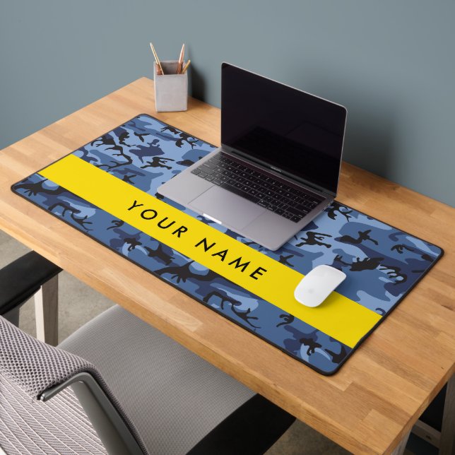 Navy Blue Camouflage Ihr Name Personalize Schreibtischunterlage (Büro 2)