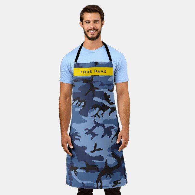 Navy Blue Camouflage Ihr Name Personalize Schürze (Getragen)