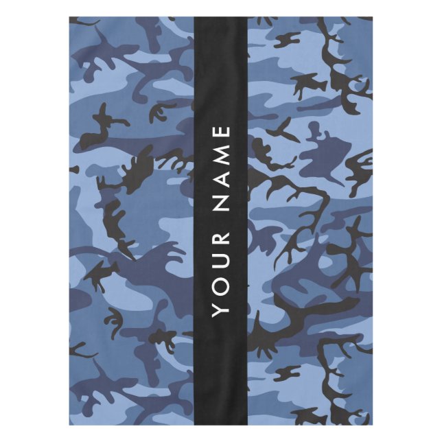 Navy Blue Camouflage Ihr Name Personalize Tischdecke (Vorderseite)