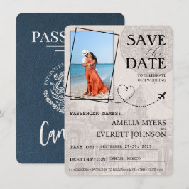 Navy Blue Cancun Pass Save the Date