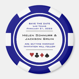 Navy Blue Casino Poker Chip Hochzeit speichern Sie Magnet