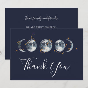 Navy Blue Celestis Starry Moon Phase Dankeskarte