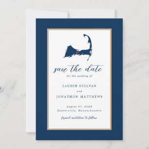 Navy Blue Centerville Cape Cod Map Save the Date