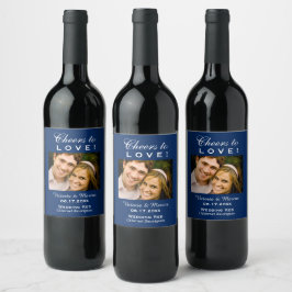 Navy Blue Cert zur Liebe Hochzeit Foto Flasche Weinetikett