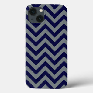 Navy Blue, Charcoal Large Zickzack ZigZag Muster iPhone 13 Hülle