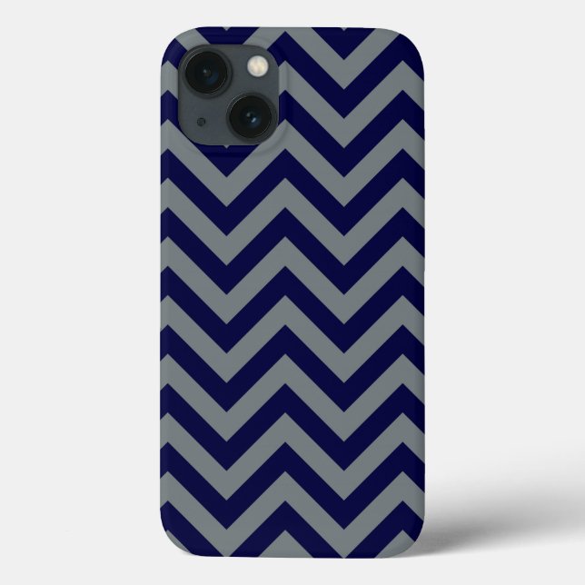 Navy Blue, Charcoal Large Zickzack ZigZag Muster Case-Mate iPhone Hülle (Rückseite)