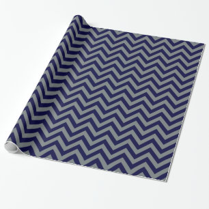 Navy Blue, Charcoal Large Zickzack ZigZag Muster Geschenkpapier