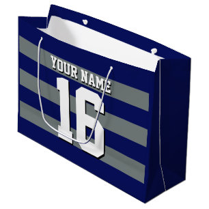 Navy Blue Charcoal Team Jersey Preppy Strip Große Geschenktüte