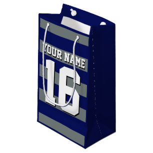 Navy Blue Charcoal Team Jersey Preppy Strip Kleine Geschenktüte