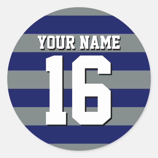 Navy Blue Charcoal Team Jersey Preppy Strip Runder Aufkleber (Vorderseite)