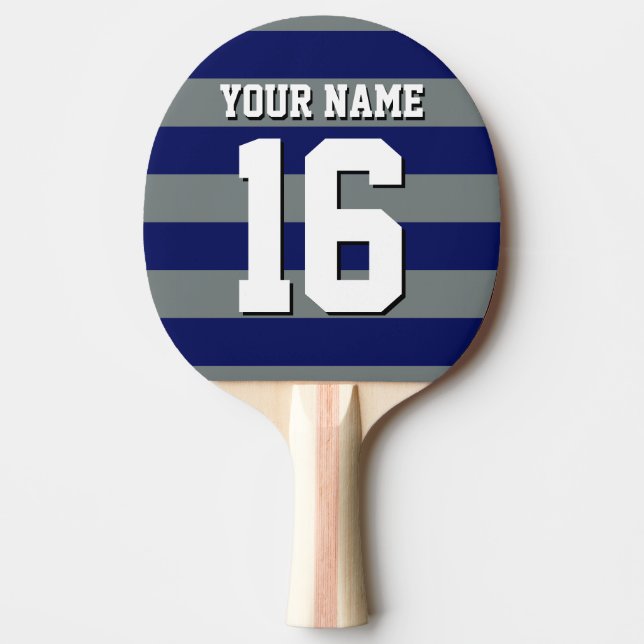 Navy Blue Charcoal Team Jersey Preppy Strip Tischtennis Schläger (Vorderseite)